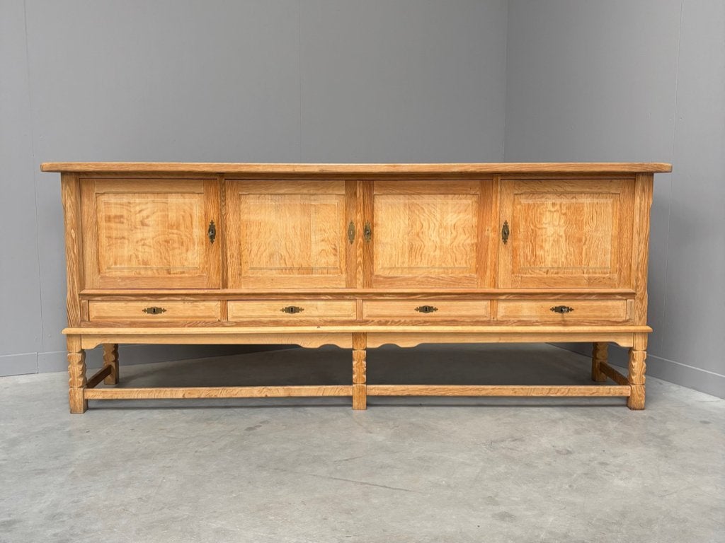 Jaren 60 70 sideboard teak eiken vintage Deens design, Huis en Inrichting, Kasten | Dressoirs, Ophalen, Gebruikt, Eikenhout, 200 cm of meer