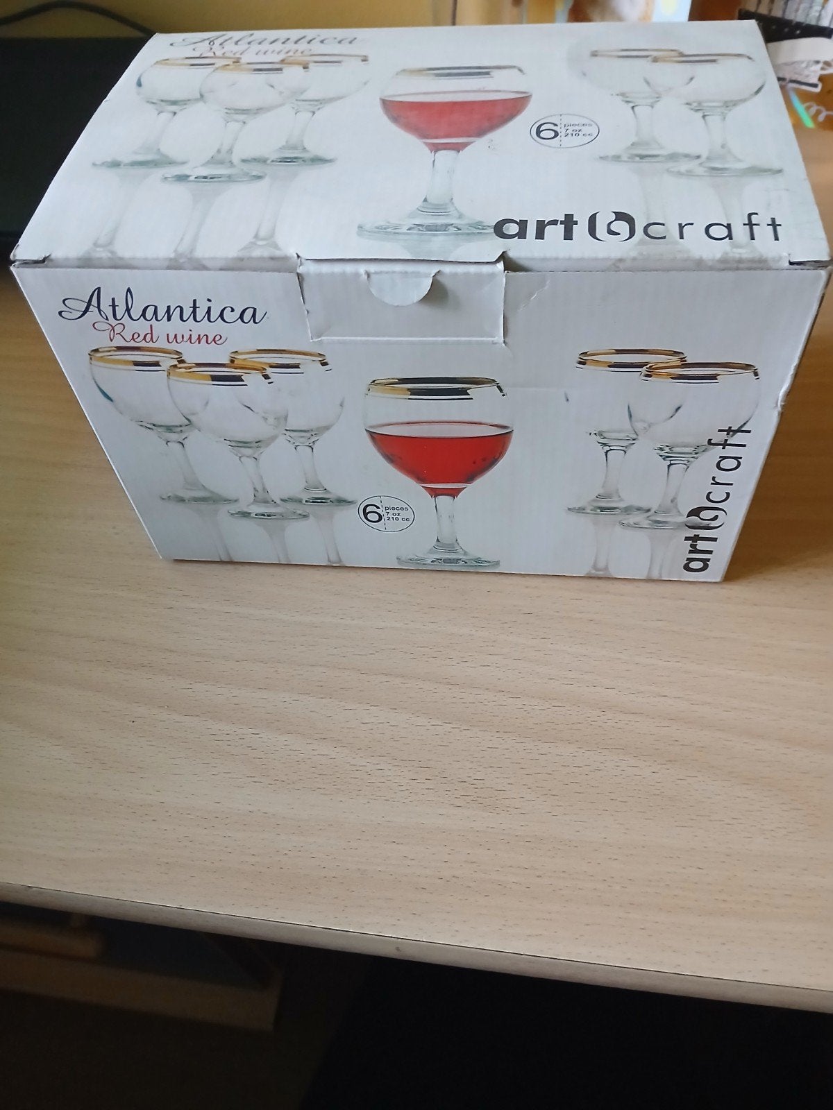 Atlantica Red Wine Glazen - Set van 6 (210 cc), Geel, Nieuw, Ophalen of Verzenden, Overige merken
