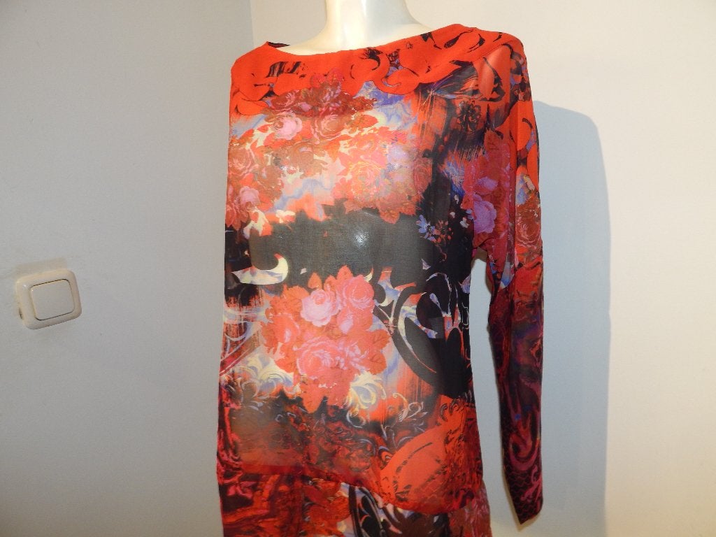 Save the Queen luchtige top opening rug print merk ring L, Verzenden, Maat 42/44 (L), Save the Queen, Zo goed als nieuw
