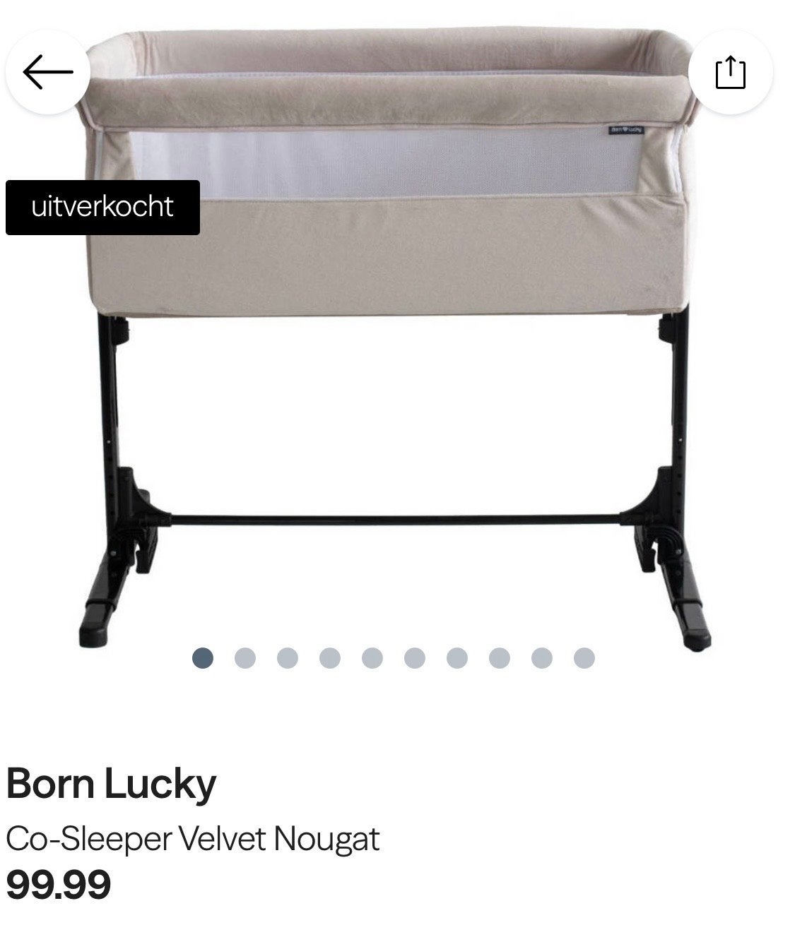 Born Lucky Co-Sleeper Velvet Nougat, Ophalen, Verstelbaar, Eenpersoons, Beige
