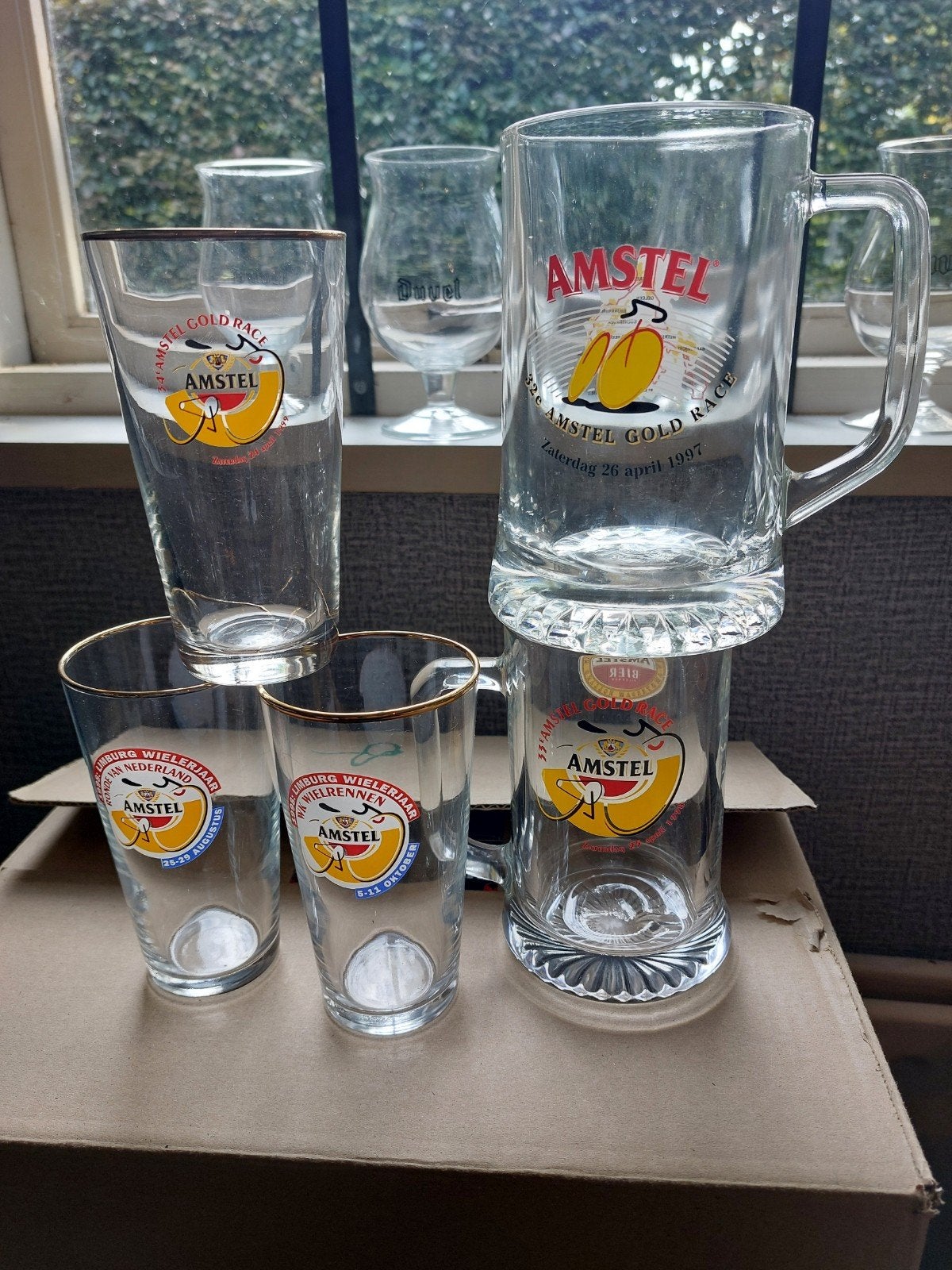 amstel wielren wedstrijd glazen, Ophalen of Verzenden, Zo goed als nieuw, Bierglas