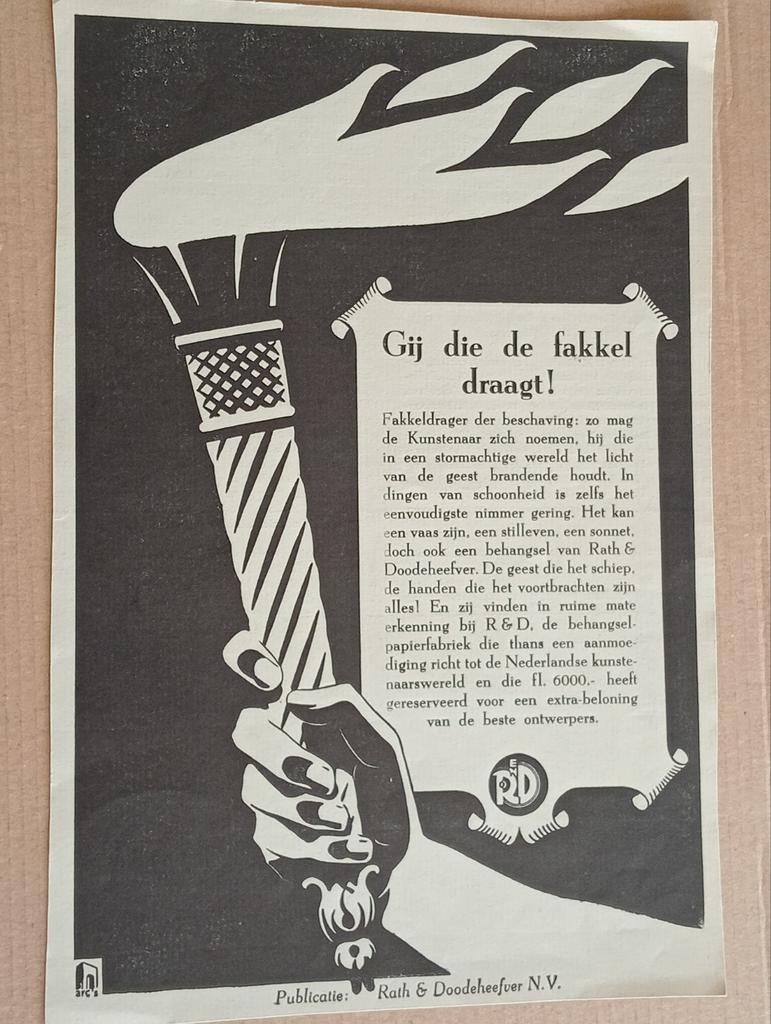 Gij die de Fakkel draagt Tijdschrift advertentie litho 1949, Ophalen of Verzenden