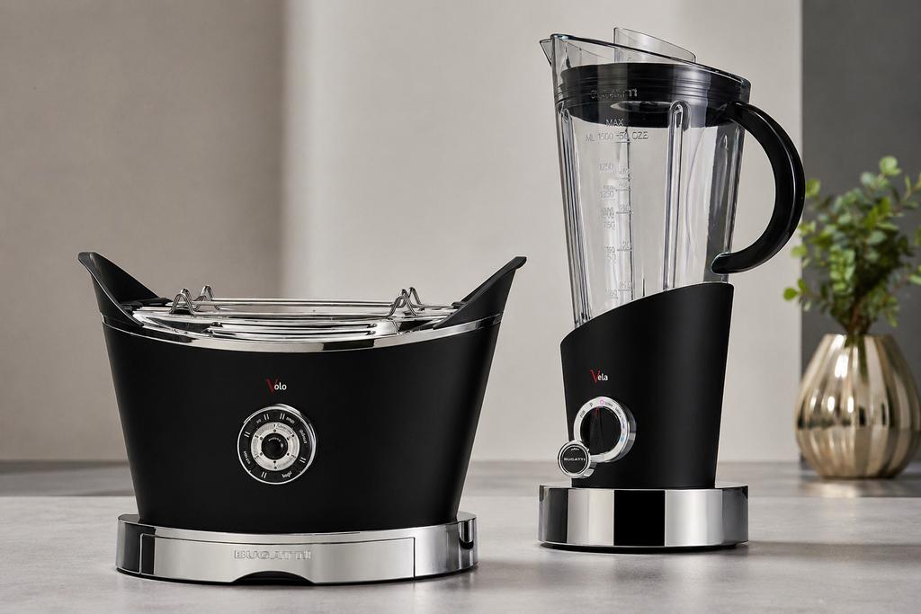 Bugatti Volo Broodrooster & Vela Blender Set - Zwart, Ophalen of Verzenden, Zo goed als nieuw, Meer dan 8 standen