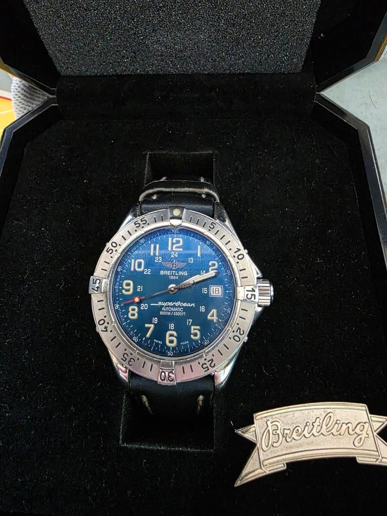 Breitling Superocean automatisch herenhorloge, Breitling, Polshorloge, Ophalen of Verzenden, Leer
