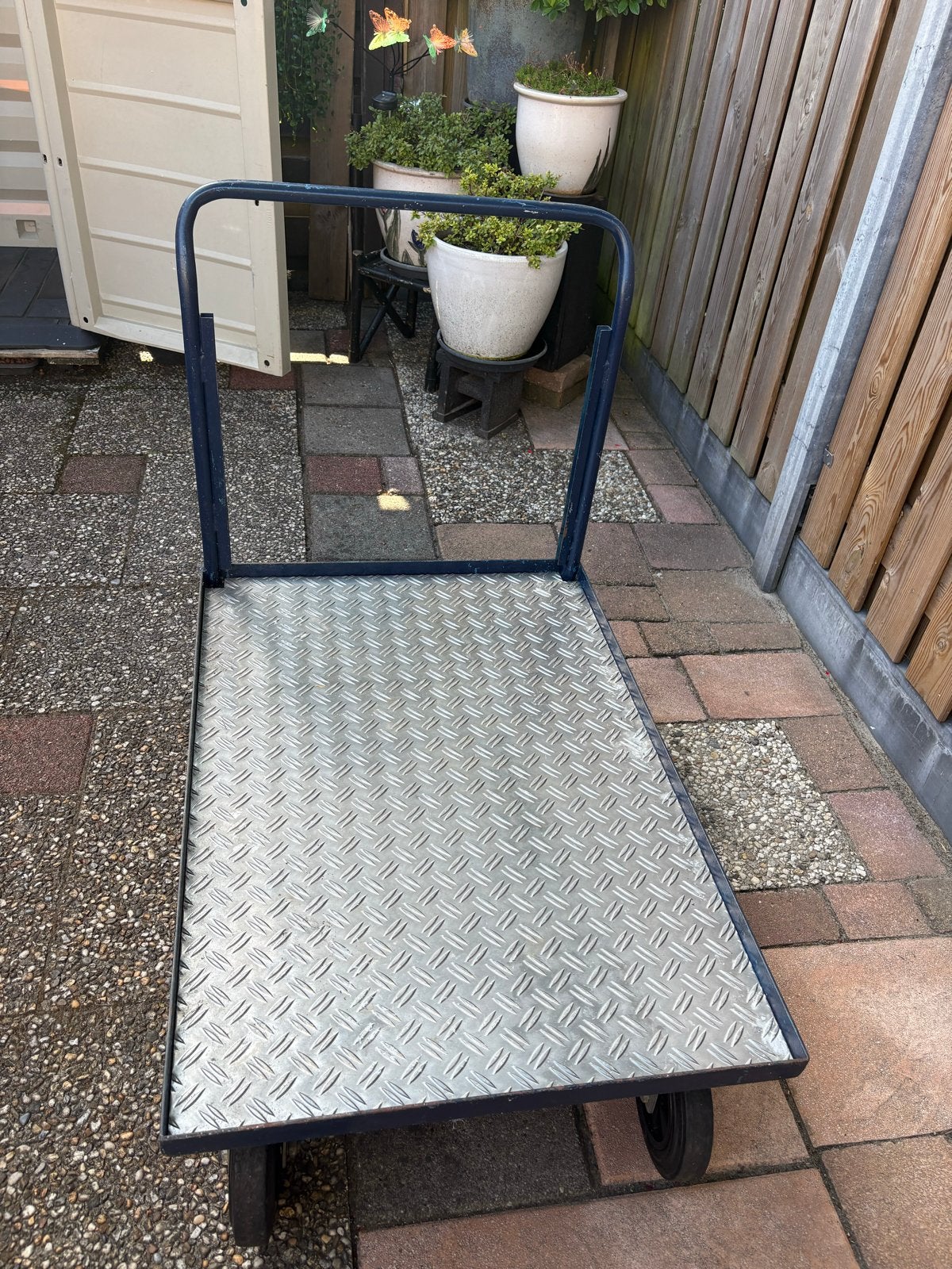 Stevige transportkar met aluminium traanplaat, Ophalen of Verzenden, Gebruikt, Transportkar