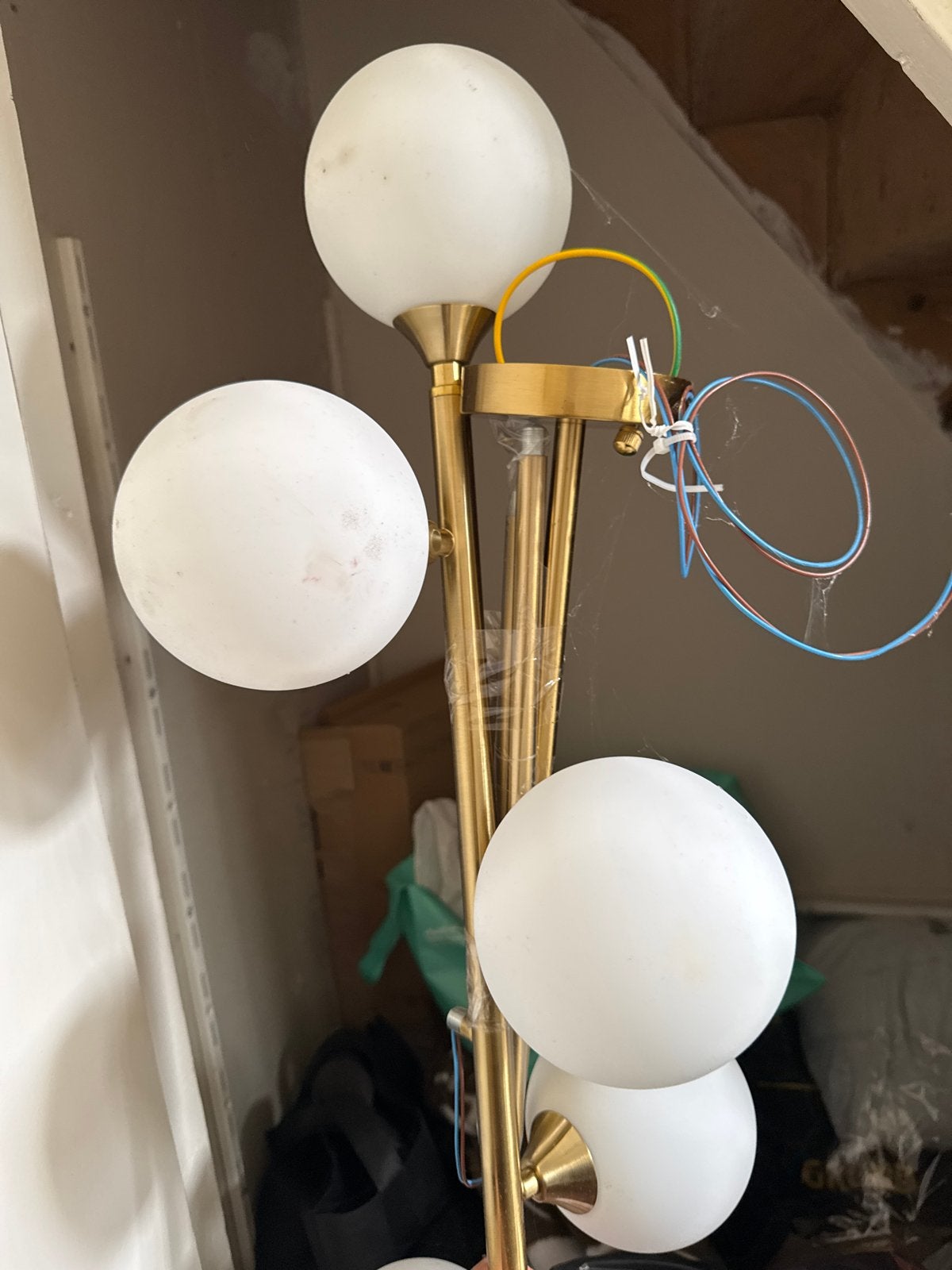 Moderne witte bollen lamp - stijlvolle verlichting, Ophalen, Wit, Gebruikt, Glas