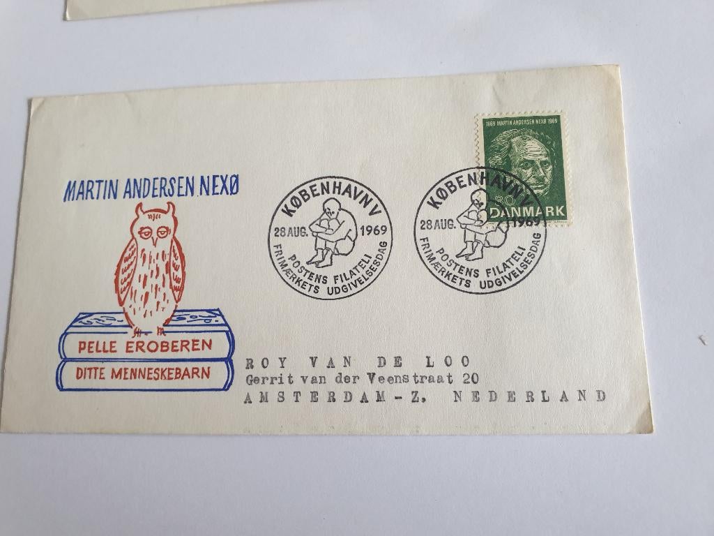 3134 denemarken fdc martin andersen nexo 28-8-1969, Verzenden, Noorwegen