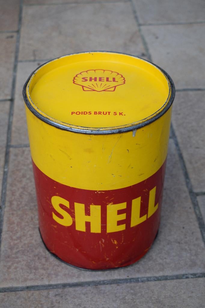 Shell vetpot 5 KG 1930 olie blik, Verzamelen, Merken en Reclamevoorwerpen, Ophalen of Verzenden, Gebruikt, Verpakking