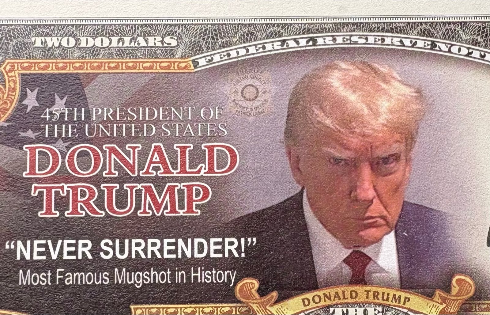 Donald Trump 2 Dollar Biljet - 'Never Surrender!', Postzegels en Munten, Bankbiljetten | Amerika, Ophalen of Verzenden, Noord-Amerika