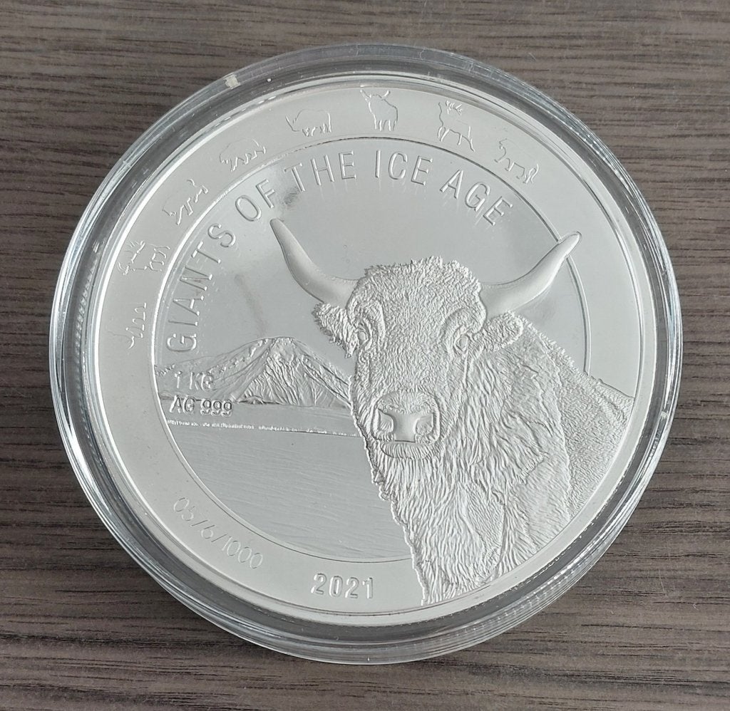 Ghana 1000 cedis 2021 "Giants of the Age" van 1 kilo zilver, Ophalen of Verzenden, Zilver