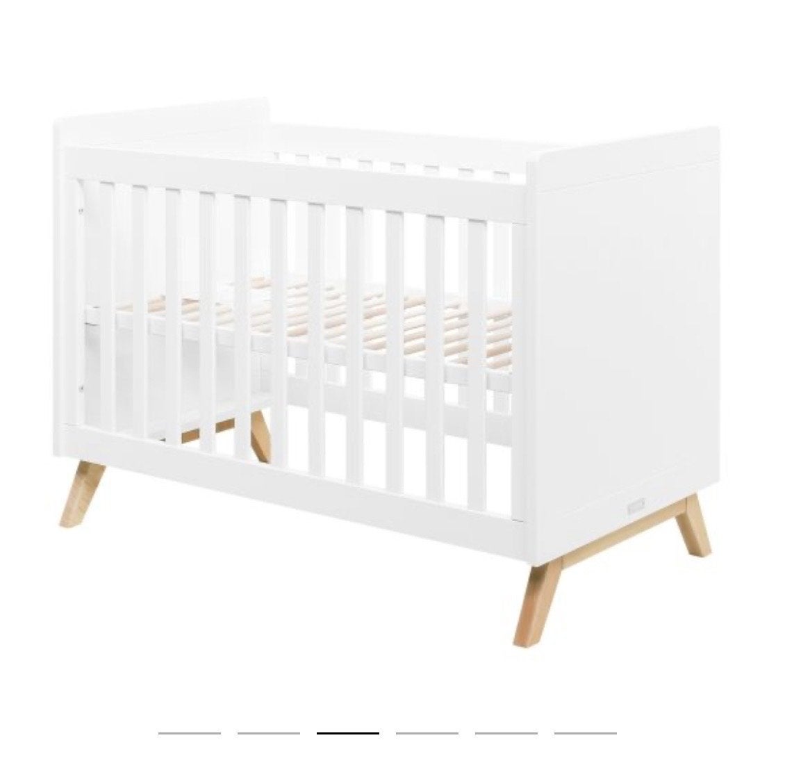Bopita Fenna Ledikant en Commode wit/naturel incl. matras, Ophalen, Gebruikt, 50 tot 70 cm, 75 tot 100 cm