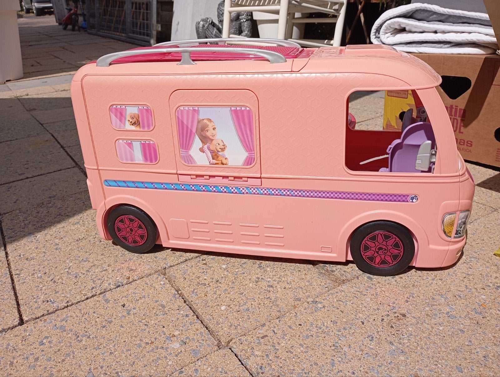 Barbie Camper Roze Speelset met Accessoires, Ophalen, Gebruikt, Barbie