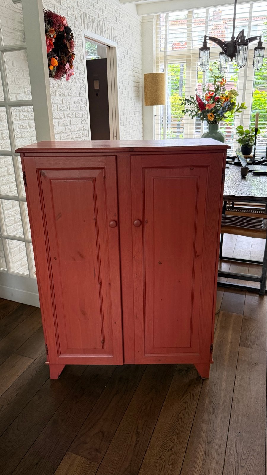 Roodhouten (grenenhout) Kast met Deuren en Planken, Huis en Inrichting, Kasten | Boekenkasten, Gebruikt, 100 tot 150 cm, 150 tot 200 cm