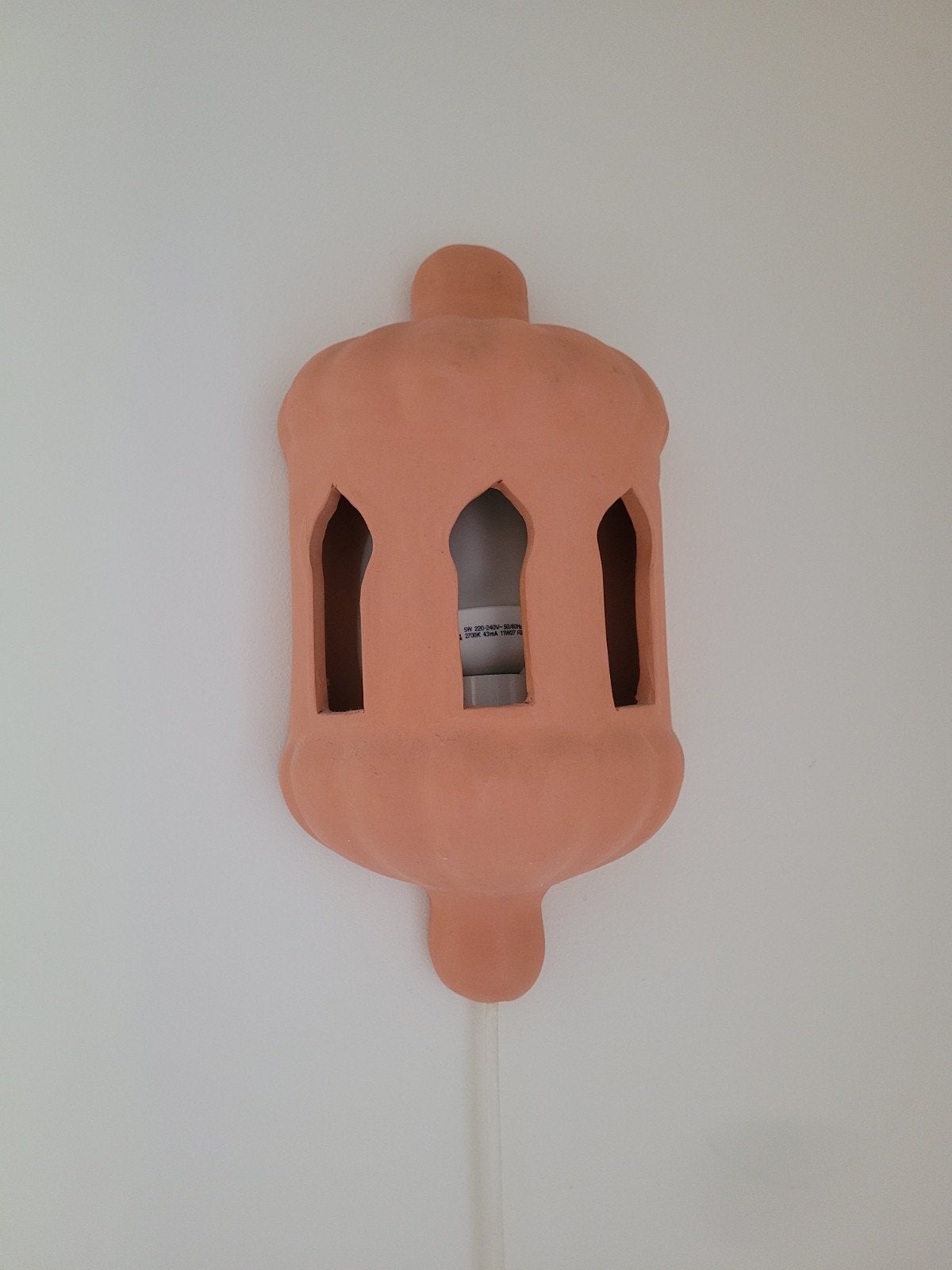 Terracotta wandlamp, Gebruikt, E27 (groot), Oranje, Steen/keramiek