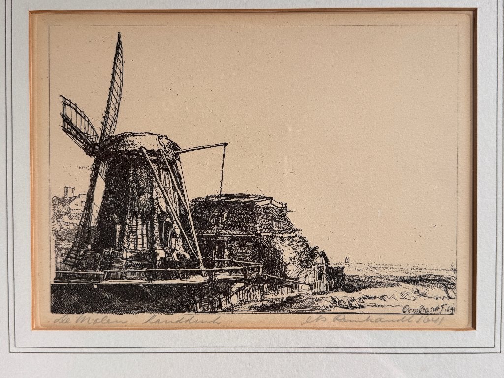 Rembrandt - late handdruk - de Molen - P0873, Ophalen of Verzenden, Ets, 1900 - 1949