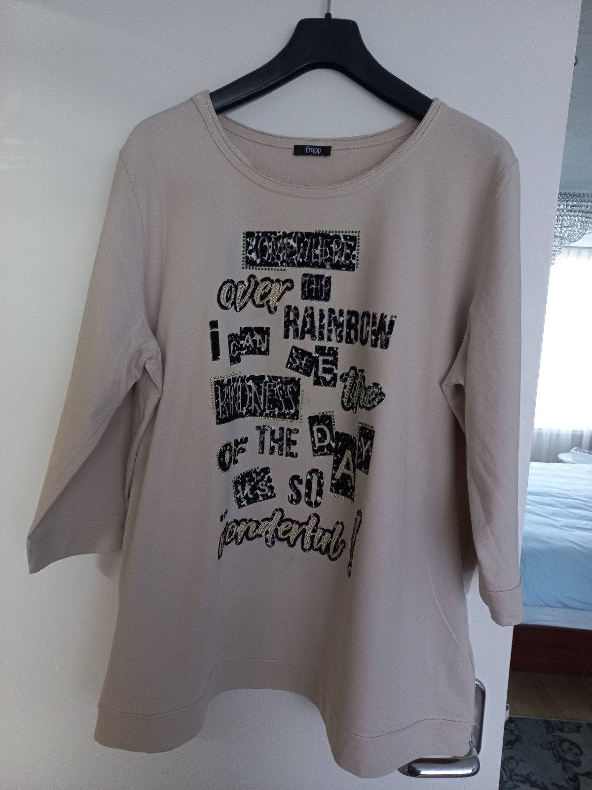 Frapp shirt maat 48 met tekstprint, FRAPP, Beige, Maat 46/48 (XL) of groter, Ophalen of Verzenden