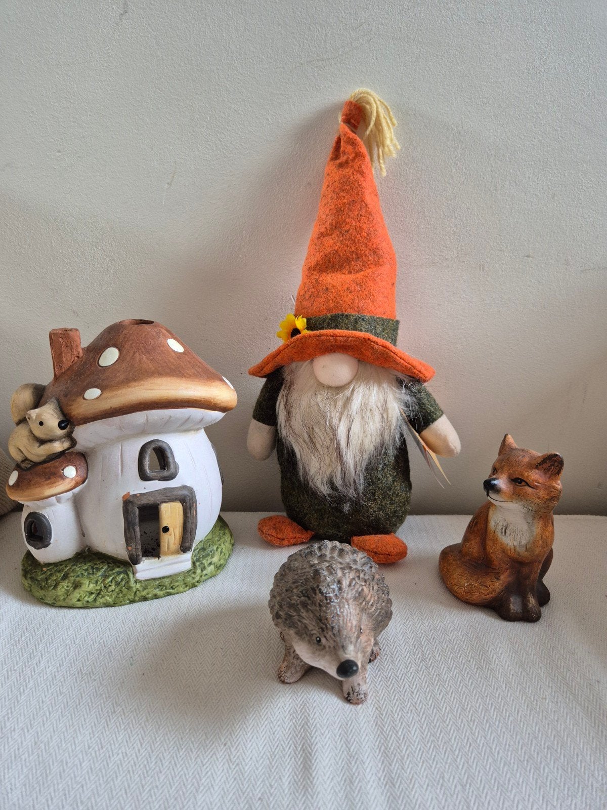 Leuke herfstdecoratie,kabouter, paddenstoelhuisje, egel, vos, Meerkleurig, Ophalen of Verzenden, Steen/keramiek, Landelijk