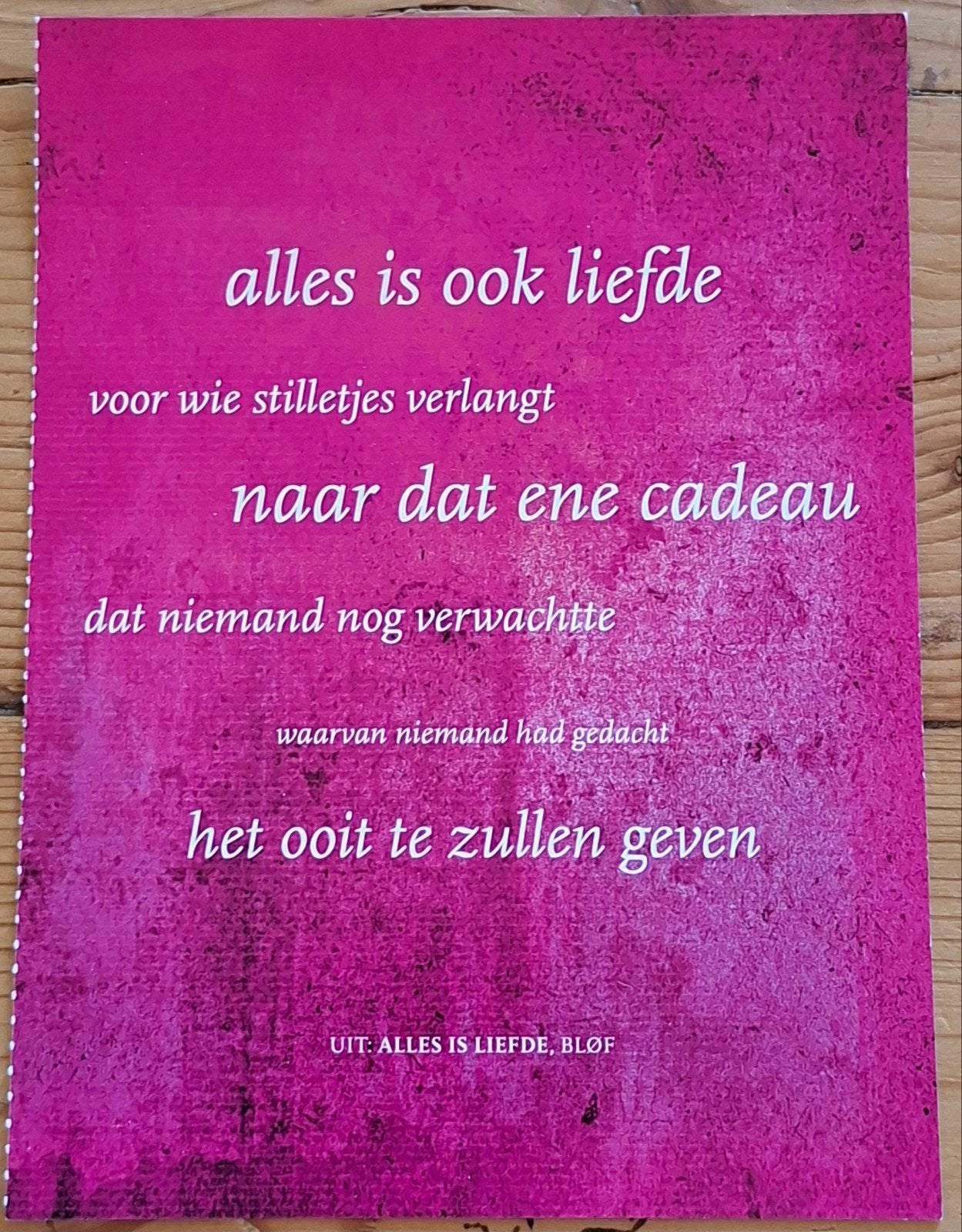 Blanco kaart Muziek Blöf Alles is liefde tekst, Verzamelen, Ophalen of Verzenden, Nieuw, Foto of Kaart
