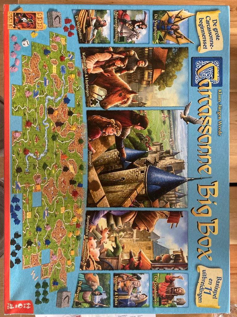 Carcassonne Big Box - Basisspel en 11 uitbreidingen, Een of twee spelers, Ophalen of Verzenden, Zo goed als nieuw