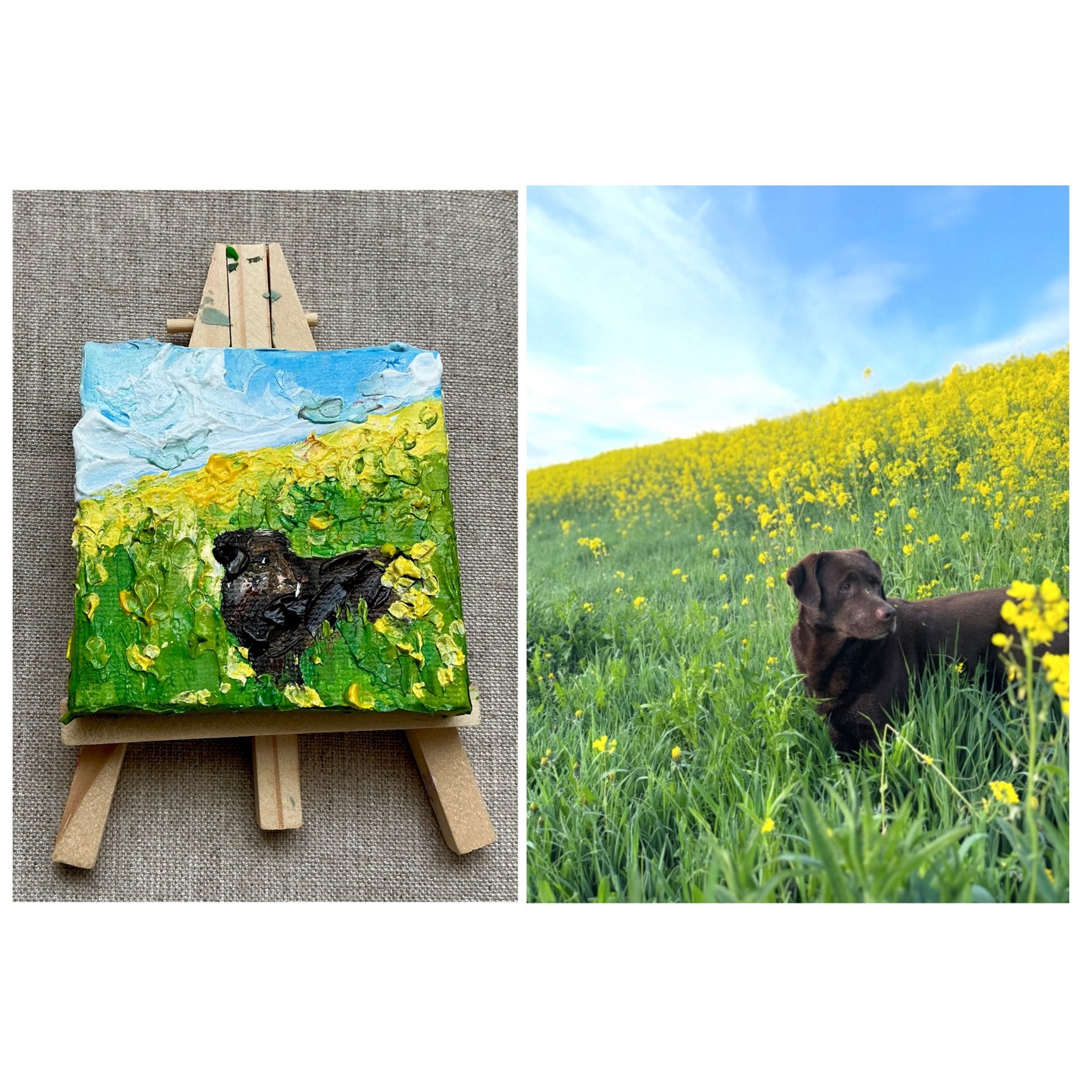 Hond portret ~ kleintje  kunst ~ atelier, Ophalen of Verzenden, Nieuw, Minder dan 50 cm, Schilderij