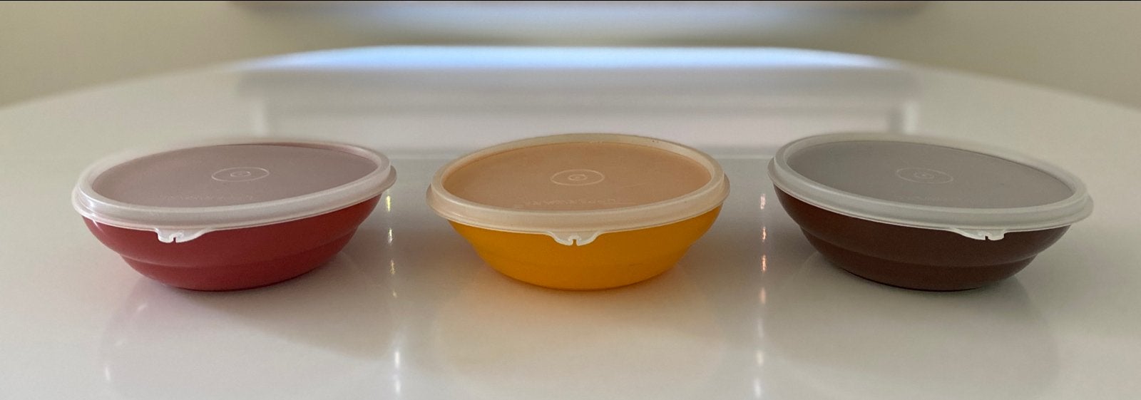Set van 3 vintage jaren 70 Tupperware schaaltjes met deksel, Ophalen of Verzenden, Gebruikt, Schaal