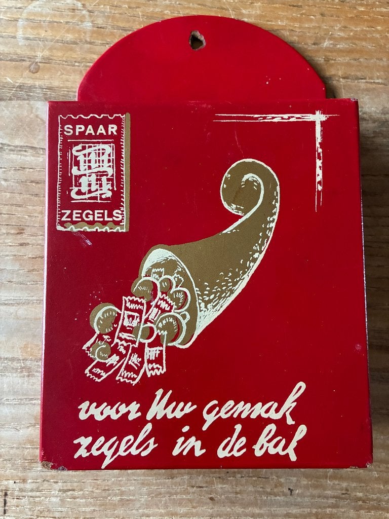 Vintage houten opbergbakje voor spaarzegels, Ophalen of Verzenden