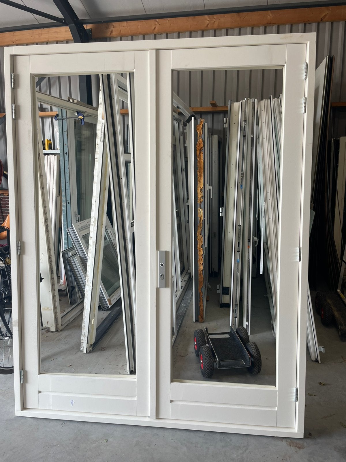 Nieuwe Hardhouten kozijnen met tuindeuren, Ophalen, 1 tot 2 meter, Minder dan 3 meter, Nieuw
