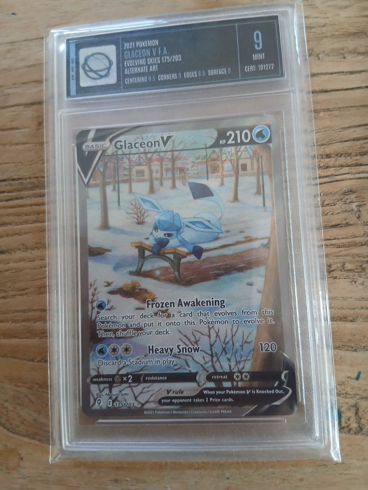 Pokemonkaart slab psa9 ugs grading evolving skies, Ophalen of Verzenden, Zo goed als nieuw