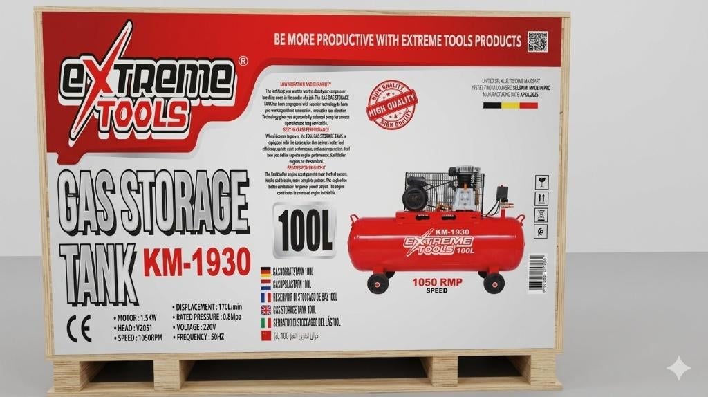 COMPRESSOR 100 LITER, Doe-het-zelf en Verbouw, Compressors, Nieuw, Ophalen of Verzenden, Minder dan 200 liter/min, Geluidgedempt