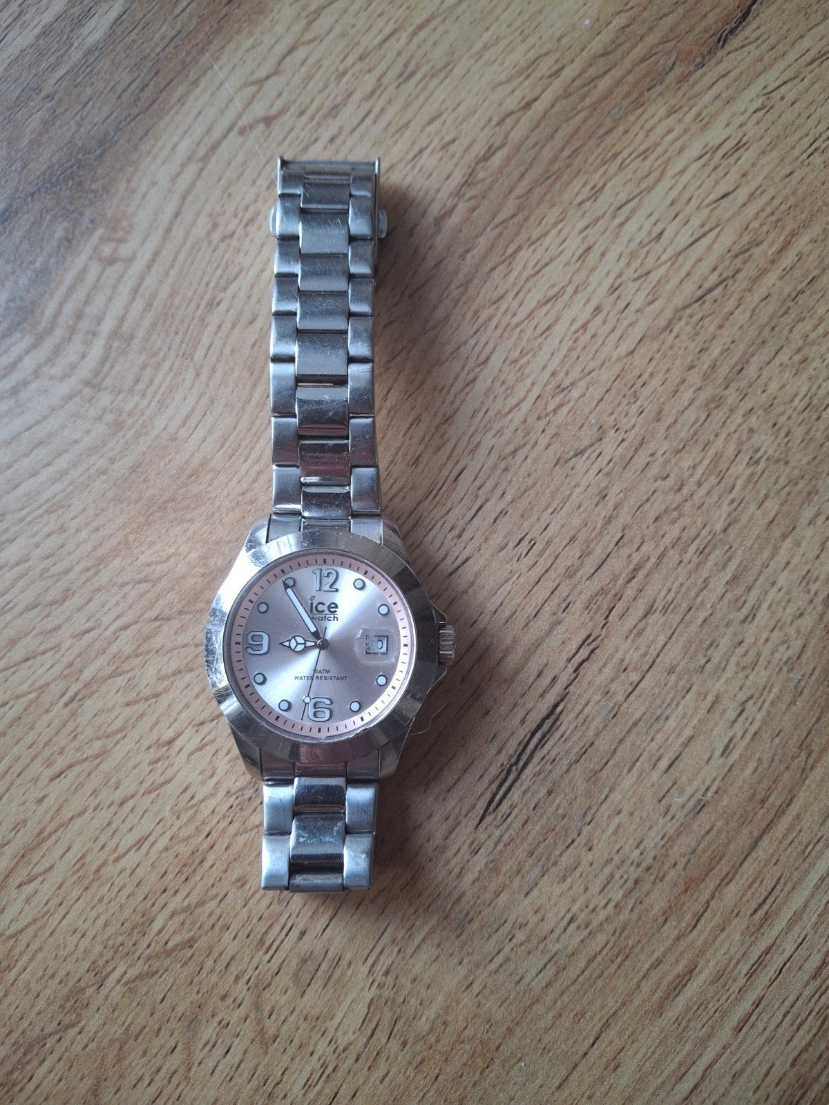 Ice Watch horloge met roze wijzerplaat en datumweergave, Overige merken, Staal, Gebruikt, Staal