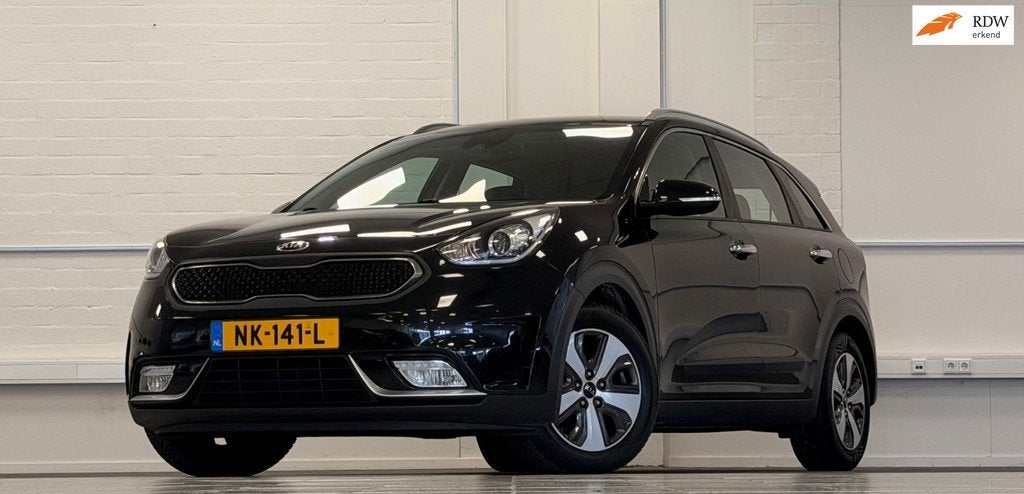 Kia Niro 1.6 GDi Hybrid First Edition 100% Dealer onderhoude, Euro 6, Leder en Stof, Zwart, Origineel Nederlands