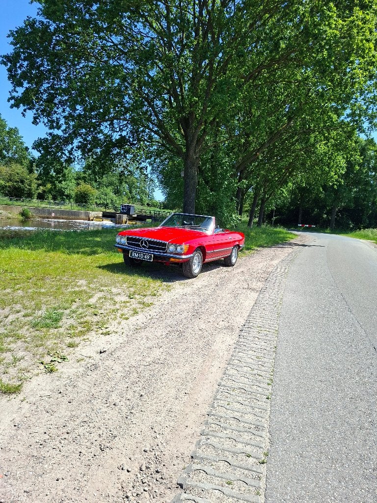 Mercedes-Benz 350SL 1972 Rood, Auto's, Automaat, Achterwielaandrijving, Cabriolet, Leder