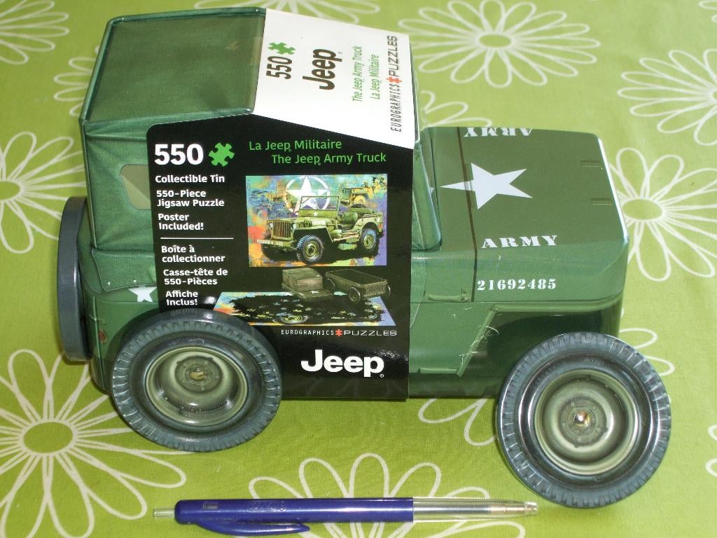 Eurographics Militaire Jeep (met pech) Tin Puzzel - 550 st, Ophalen of Verzenden, 500 t/m 1500 stukjes, Zo goed als nieuw, Legpuzzel