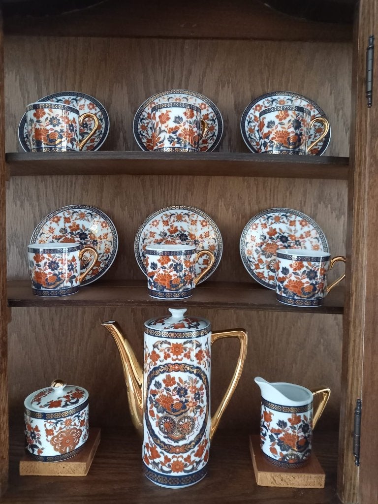 Gold Kabuki koffieservies, Ophalen, Zo goed als nieuw, Porselein, Compleet servies