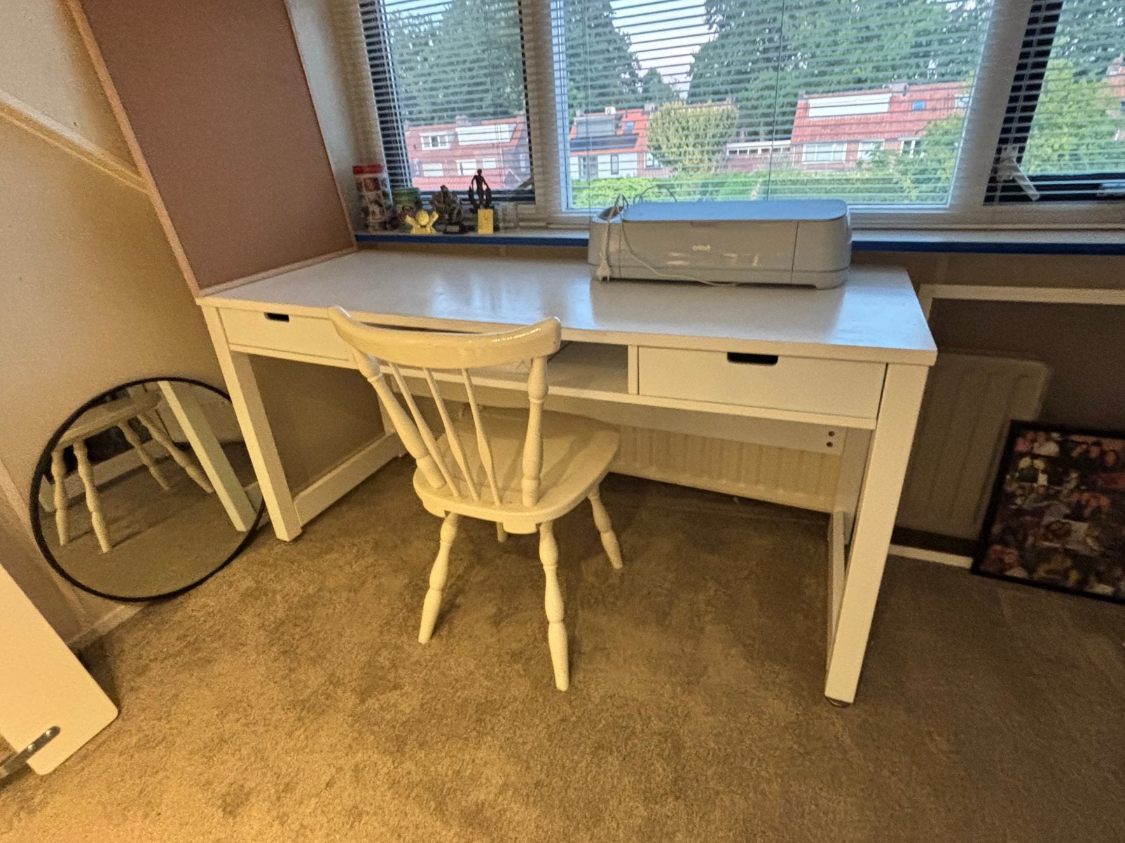 Wit bureau, Ophalen, Gebruikt, Hout, Schoolbureau