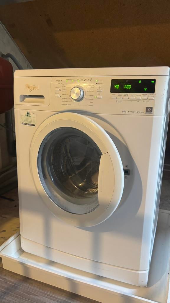 Whirlpool wasmachine – 8 kg / 1400 rpm / A+++, Witgoed en Apparatuur, Ophalen, 1200 tot 1600 toeren, Gebruikt, 8 tot 10 kg