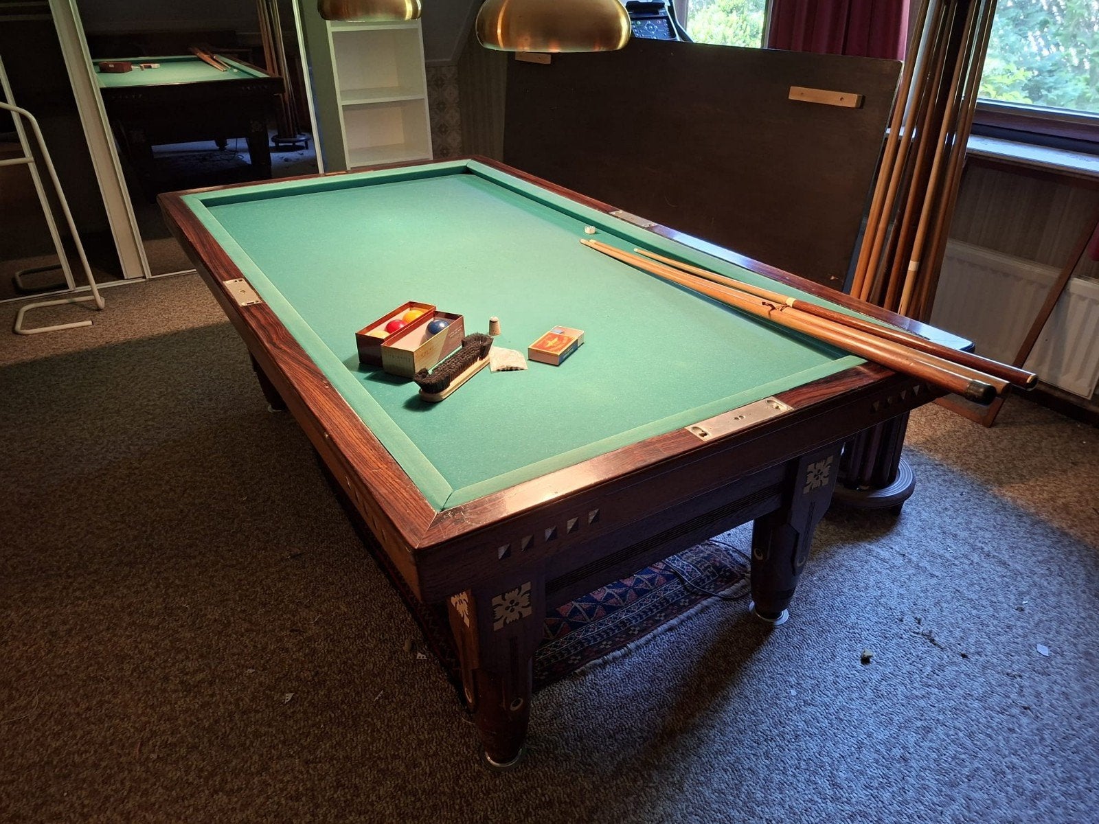 Antieke Biljarttafel "Het Noorden" E. de Schepper Groningen, Sport en Fitness, Biljarten en Poolen, Ophalen, Gebruikt, Biljarttafel