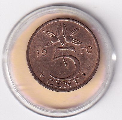 5 Cent 1970 a  Prachtig met diverse muntkleuren, Postzegels en Munten, Verzenden, Koningin Juliana, 5 cent, Losse munt