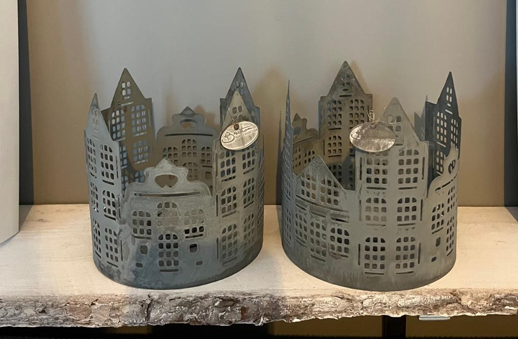 2 metalen houders waxinelichtje, Huis en Inrichting, Woonaccessoires | Overige, Ophalen