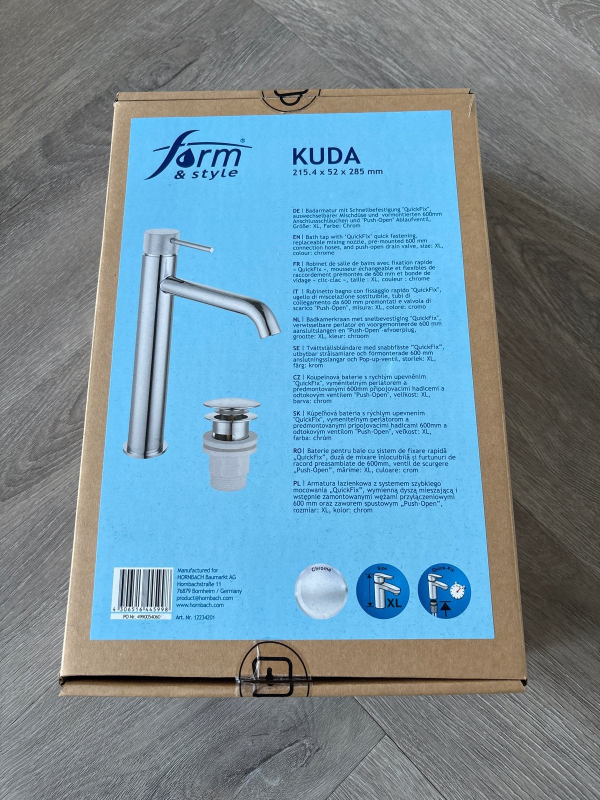 Form & Style KUDA XL Badkamerkraan - Chroom, Ophalen, Nieuw, Chroom, Kraan