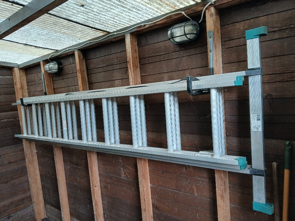 Uitschuifbare 3-delige aluminium ladder, Ophalen, Gebruikt, Ladder, Opvouwbaar of Inschuifbaar