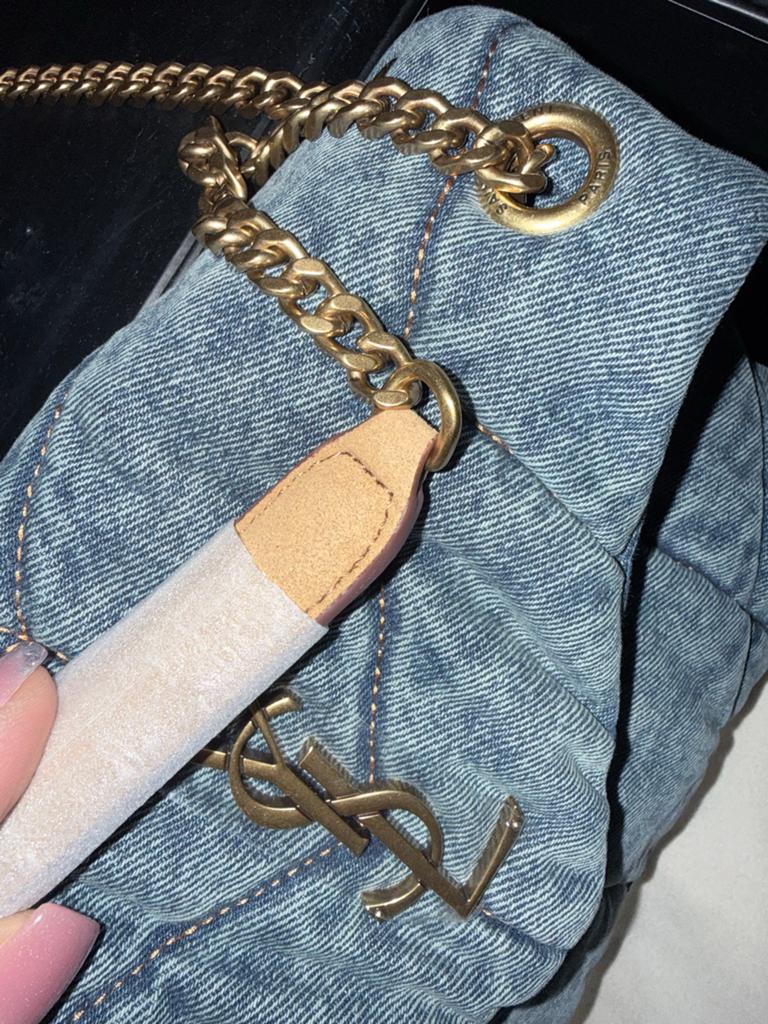 Leuke denim tas met gouden ketting, Ophalen of Verzenden, Zo goed als nieuw, Blauw, Schoudertasje