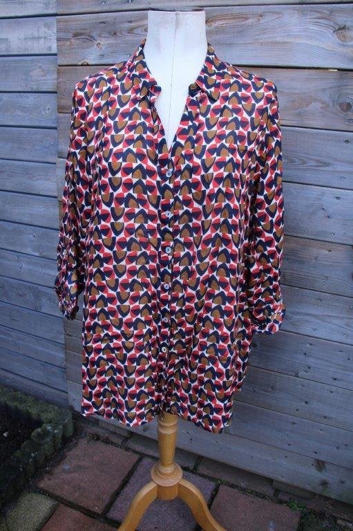 Blouse bruin/ rood/ zwart Paprika mt 3 (48) Vaste prijs, Maat 46/48 (XL) of groter, Ophalen of Verzenden, Zo goed als nieuw, Paprika
