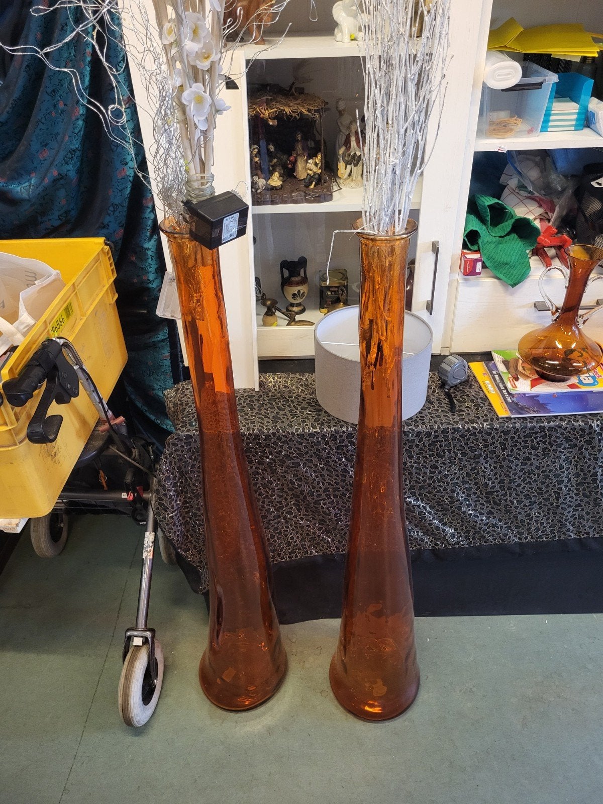 2 glas in lood vazen, Ophalen of Verzenden