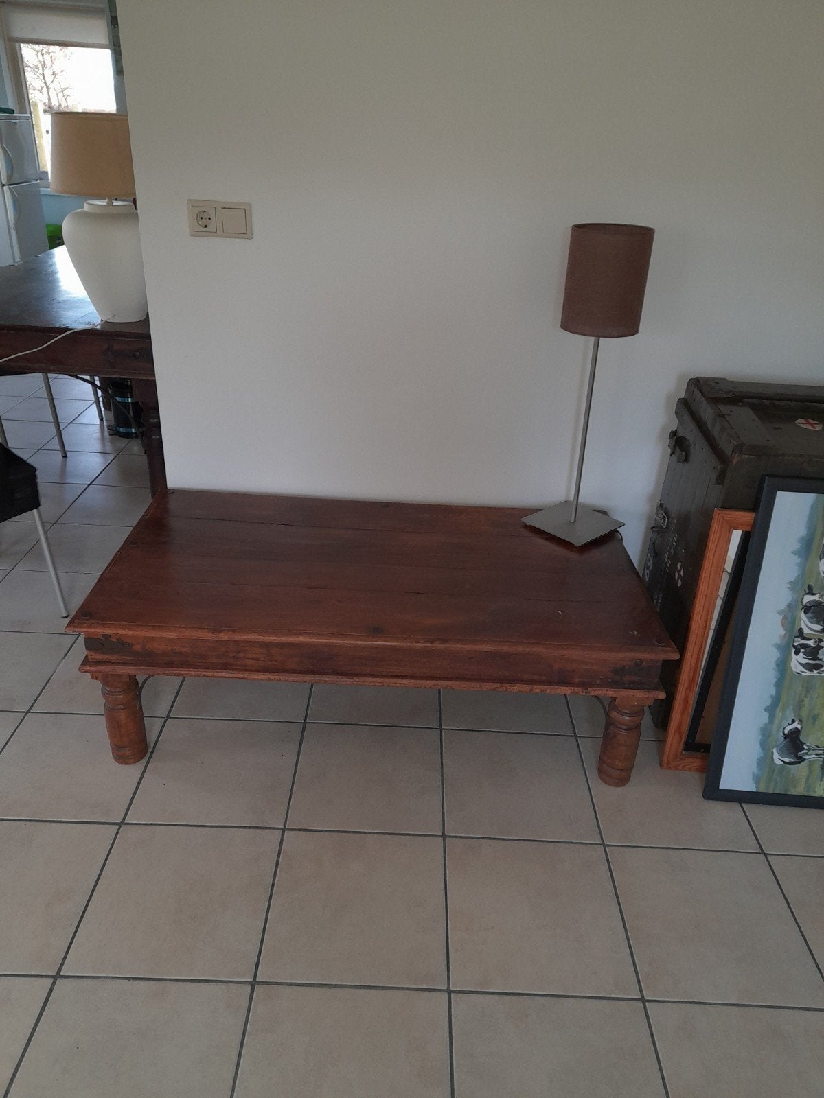 Massief houten salontafel - Landelijke stijl, Huis en Inrichting, Ophalen, Gebruikt, 50 tot 100 cm, 100 tot 150 cm