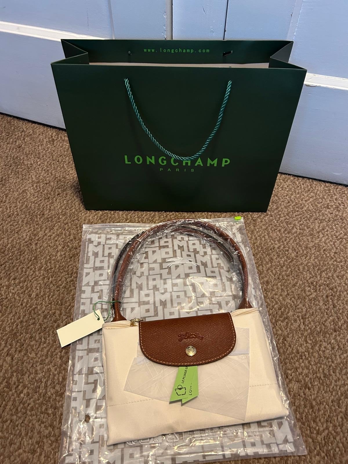 Longchamp Le Pliage tas maat L - Nieuw met labels, Ophalen of Verzenden, Nieuw, Wit, Shopper