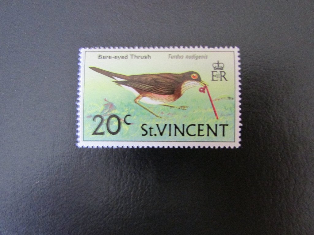 Postzegel Vogel: Blootoog Lijster uit St. Vincent, Ophalen of Verzenden, Postfris, Dier of Natuur