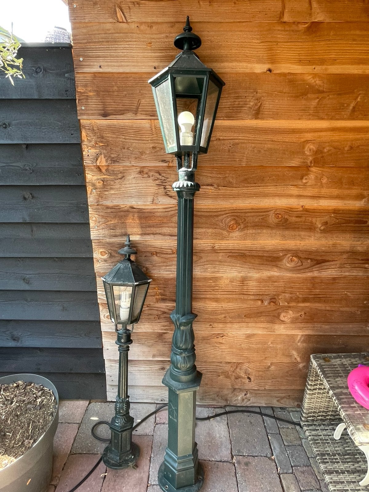 KS Holland, Klassieke gietijzer groene lantaarns, Tuin en Terras, Buitenverlichting, Ophalen, Gebruikt, Staande lamp, Netvoeding