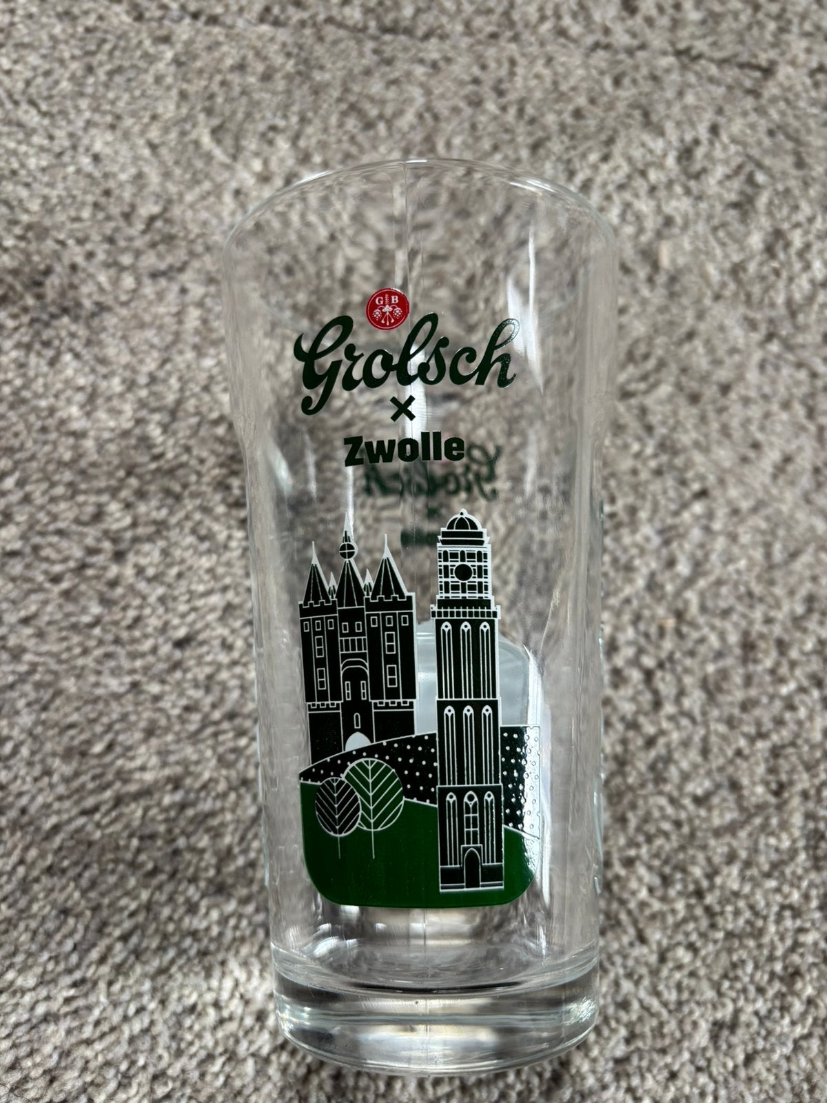 Grolsch bierglas / vaasje Zwolle (collectors item!), Ophalen of Verzenden, Nieuw, Glas of Glazen, Grolsch