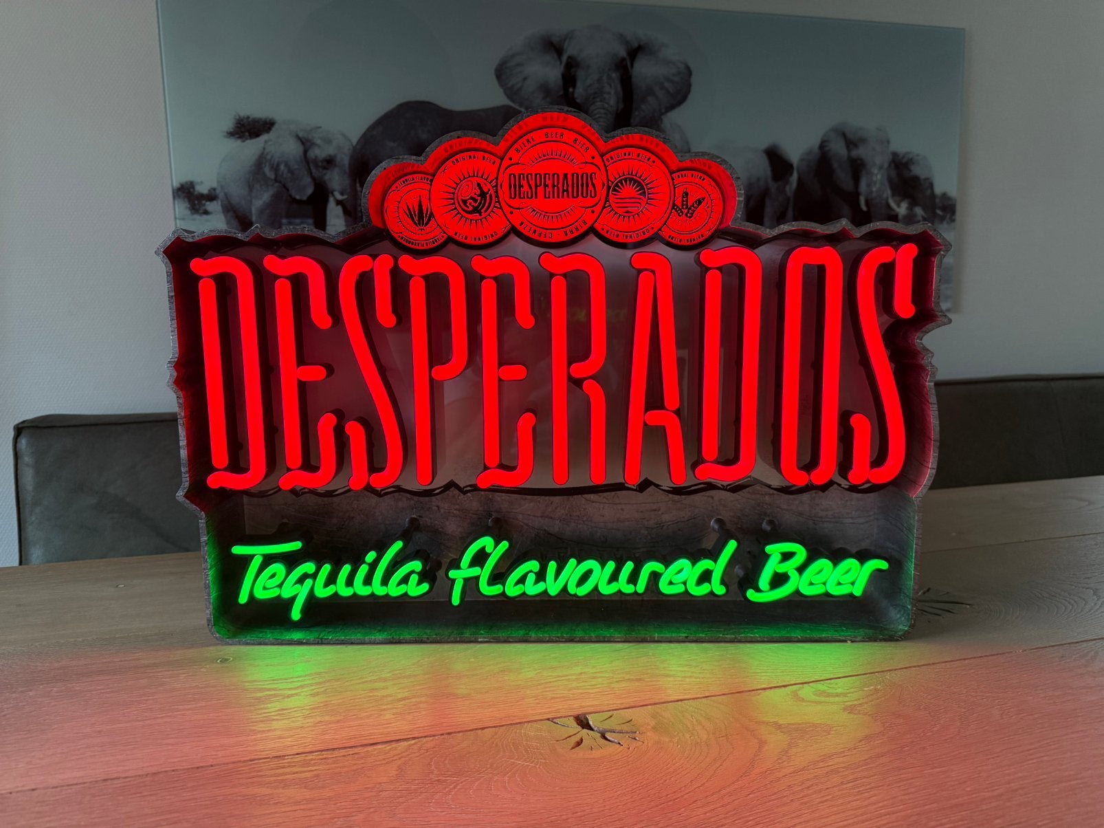 Desperados led neon sign - tequila flavoured beer lichtbak., Ophalen of Verzenden, Zo goed als nieuw, Lichtbak of (neon) lamp